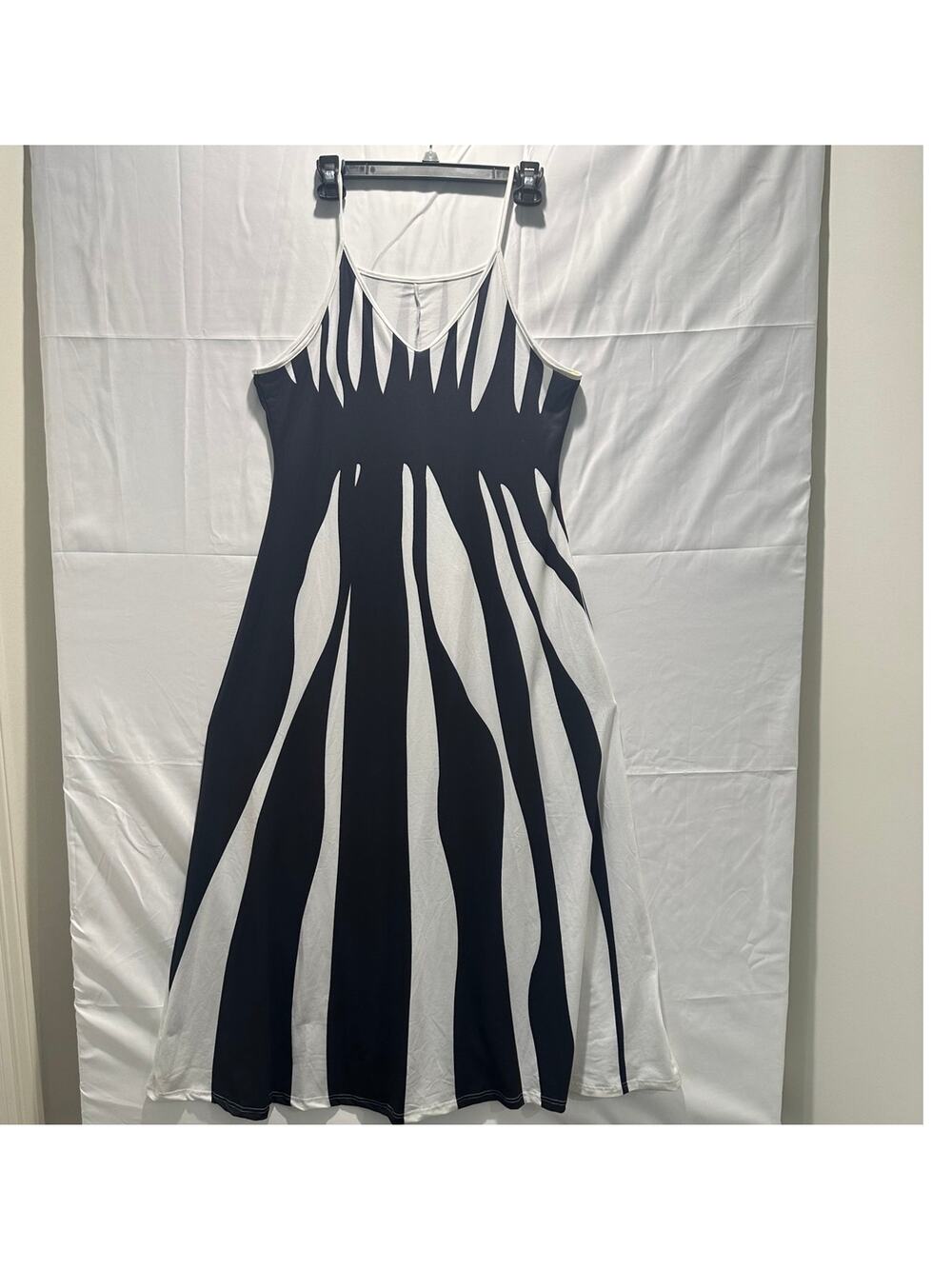 XXL Black Abstract Maxi Dress Sleeveless Spaghetti Strap